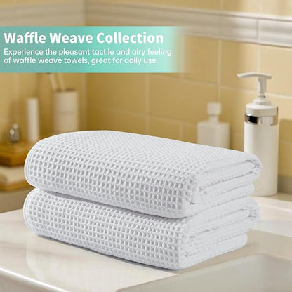 MICROFI New Microfiber Waffle Bath Towels, 2 Pieces, Oversized, Soft, Absorbent, Fast Drying, Lint Free 430 GSM (30''x60''/76cm x 152cm)