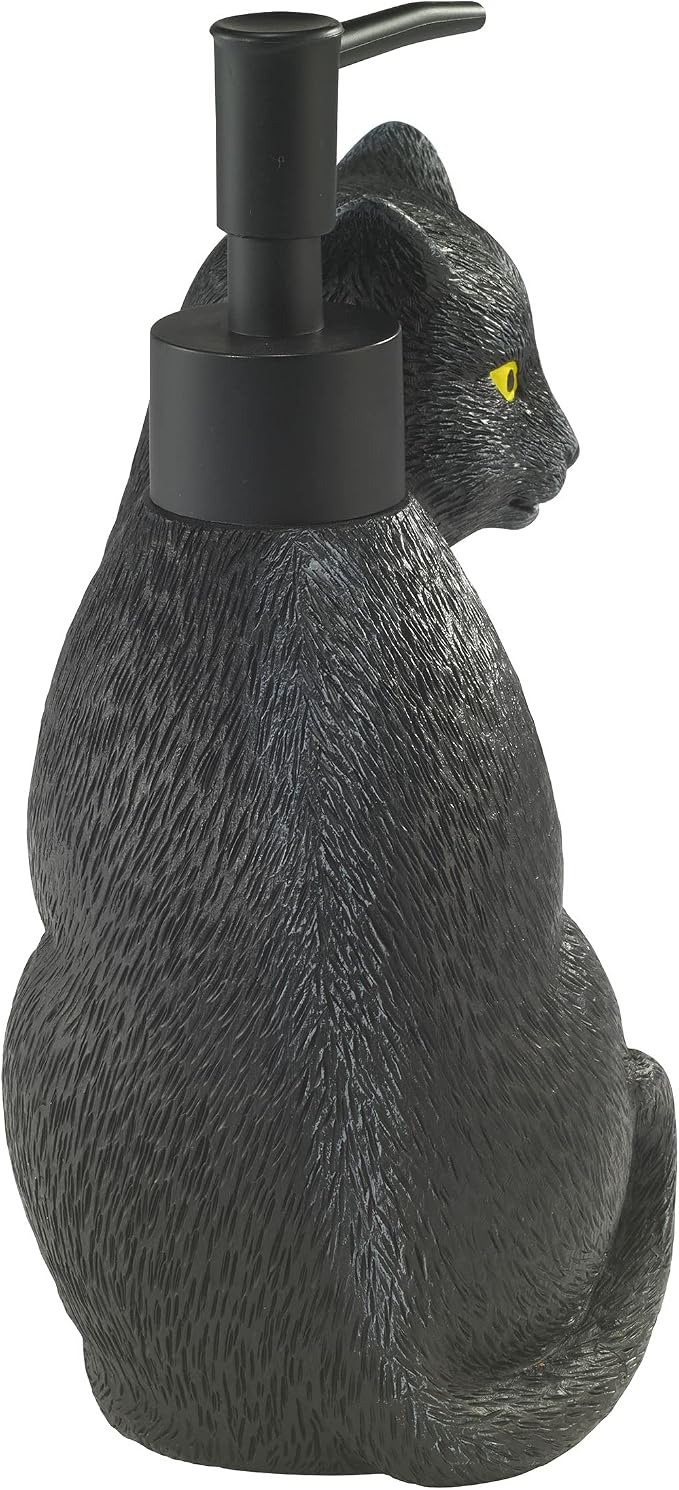 Avanti Linens - Soap Dispener/Lotion Pump, Guest Bathroom Essentials, Black Cat Inspired Bathroom Decor (Halloween Collection)