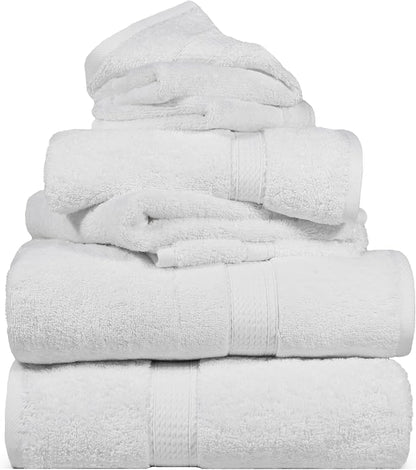 SUPERIOR Egyptian Cotton Ultra Plush & Absorbent, 6 Piece Set, White | Quick Dry, Soft Luxury Towel Set, Bath Essentials, Guest Bath, Spa, 2 Bath, 2 Hand, 2 Face Towels, Madeline Towels