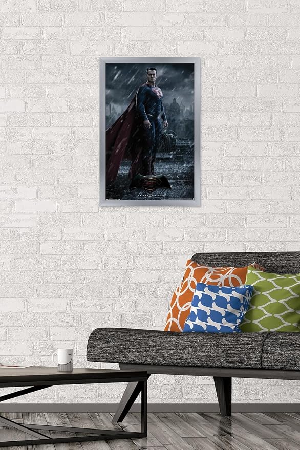 Trends International DC Comics Movie - Batman v Superman - Superman Wall Poster, 14.725" x 22.375", Silver Framed Version