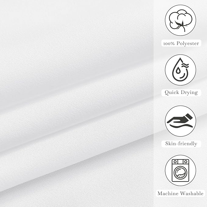 KGORGE Non See Through Sheer Shower Curtain for Bathroom, Privacy Button Hole Waterproof Lightweight Shower Curtains for Bathtub Hotel Washable, White, 72 x 72 inches Long, 1 Panel, Hooks Included