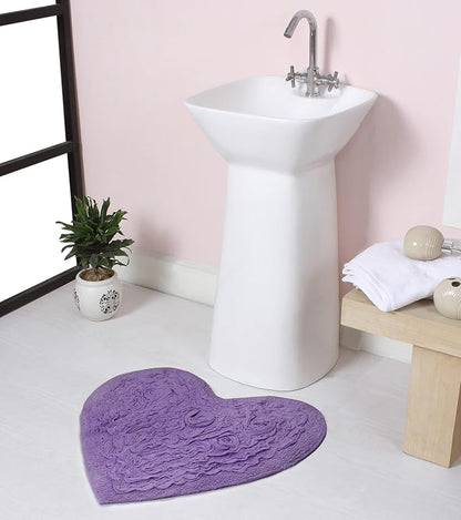 Home Weavers Bell Flower Collection 100% Cotton Tufted Bath Rugs, Extra Soft and Absorbent Bath Rugs, Non-Slip Bath Mats, Machine Washable, Bath Mats for Bathroom Floor and Tub, 25"x25" Heart, Purple