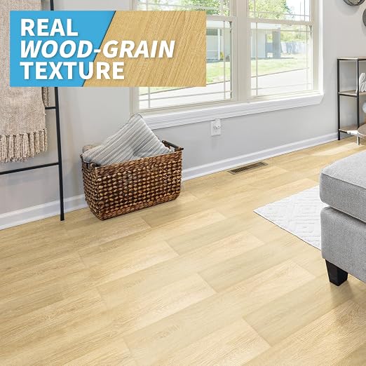 Art3d 36-Pack Wood Grain Peel and Stick Vinyl Flooring Tiles, Aspen Yellow | 18 & 54 sq.ft Options, Rigid Surface Hard Core, Waterproof, Self-Adhesive, Impact Resistant, Fit Indoor Household Spaces