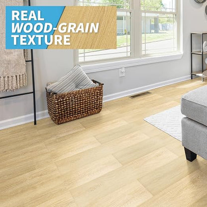 Art3d 36-Pack Wood Grain Peel and Stick Vinyl Flooring Tiles, Aspen Yellow | 18 & 54 sq.ft Options, Rigid Surface Hard Core, Waterproof, Self-Adhesive, Impact Resistant, Fit Indoor Household Spaces