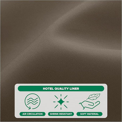 Biscaynebay Hotel Quality Fabric Shower Liners 72 Inch by 72 Inch, Taupe Water Resistant Bathroom Curtains Rust Resistant Grommets Top Weighted Bottom Machine Washable