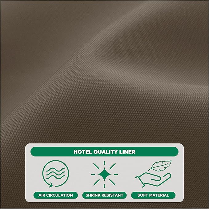 Biscaynebay Hotel Quality Fabric Shower Curtain Liners 72 Inch Width by 84 Inch Length, Taupe Water Resistant Bathroom Curtains, Rust Resistant Grommets Top Weighted Bottom Machine Washable