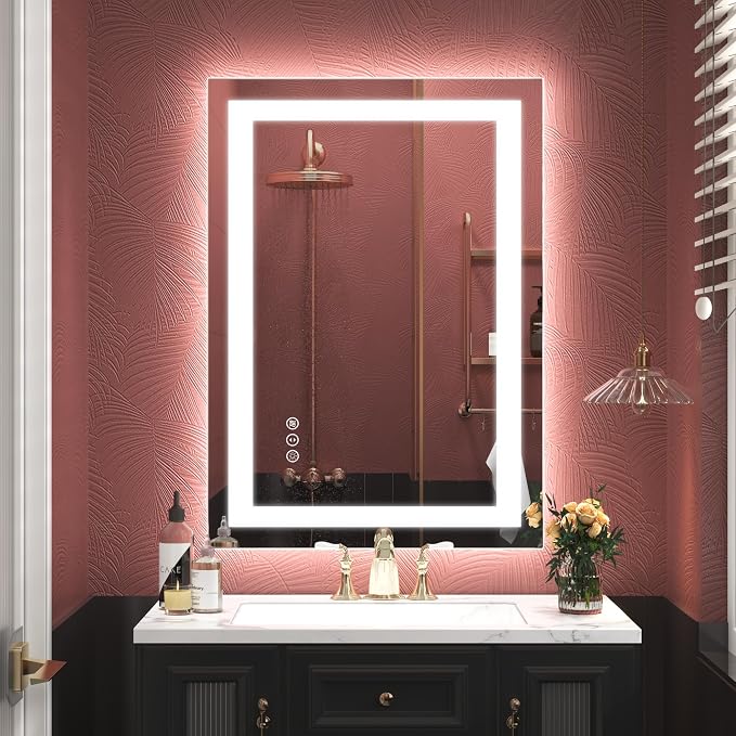 20x28 Inch LED Lighted Bathroom Mirror for Vanity | Dimmable, Backlit and Front Lights, Shatterproof, Anti-Fog, Memory, ETL Listed, Hangs Horizontally or Vertically