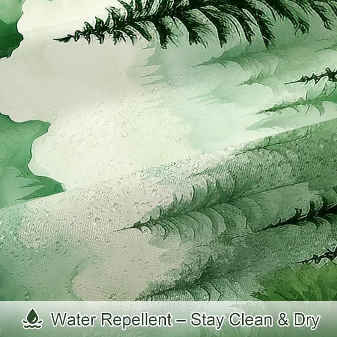 Litabel Green Long Misty Pine Forest Shower Curtain 72 x 78, Mountain Foggy Woodland Scenery Tree 78 Inch Long Shower Curtains for Bathroom, Abstract Waterproof Nature-Themed Decor