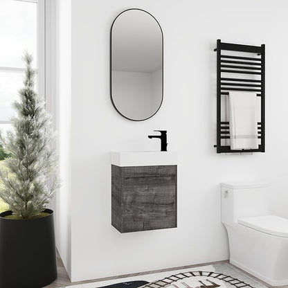 18" Floating Wall-Mount Bathroom Vanity with Ceramic Sink - Space-Saving Design, Soft-Close Doors & Waterproof Storage Cabinet for Small Bathrooms