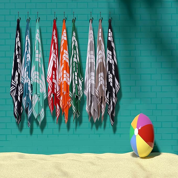 Superior Cotton Cabana Striped Beach Towels, Colorful Towels for Adult, Kid, Pool, Swimming, Sand, Travel, Large Oversized, Absorbent, Fast Drying, Bath Basics, Cabana Collection, 1 Piece, Red