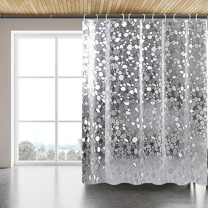 Clear Shower Curtain Liner, 100% Waterproof EVA 3D Shower Curtains with 3 Duty Heavy Bottom Magnets and 12 Rust Proof Grommets, 72x72 Weighted Shower Liner for Shower Stall, Bathtubs