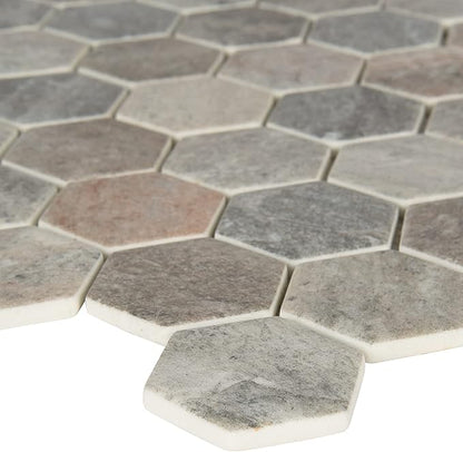 MSI Stonella Hexagon Textured Glass Mesh-Mounted Mosaic Tile for Bathroom, Kitchen Backsplash, Accent Wall Tile, and Shower Wall Tile