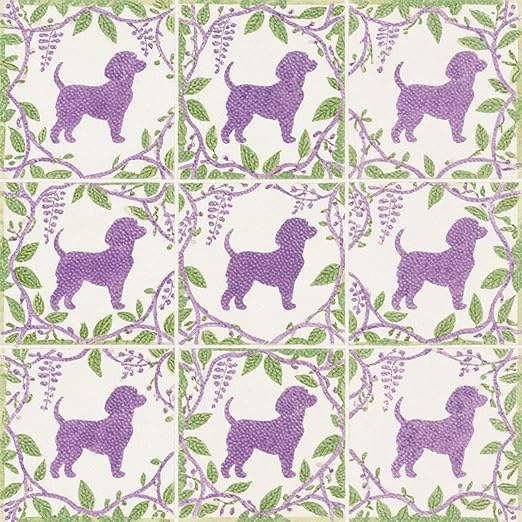 Purple Dog Floral Peel and Stick Floor Tiles 12x12 Inch 10PCS | Purple Dog Floral removable self adhesive PVC vinyl tiles for kitchen bathroom entryway laundry room and indoor home decor