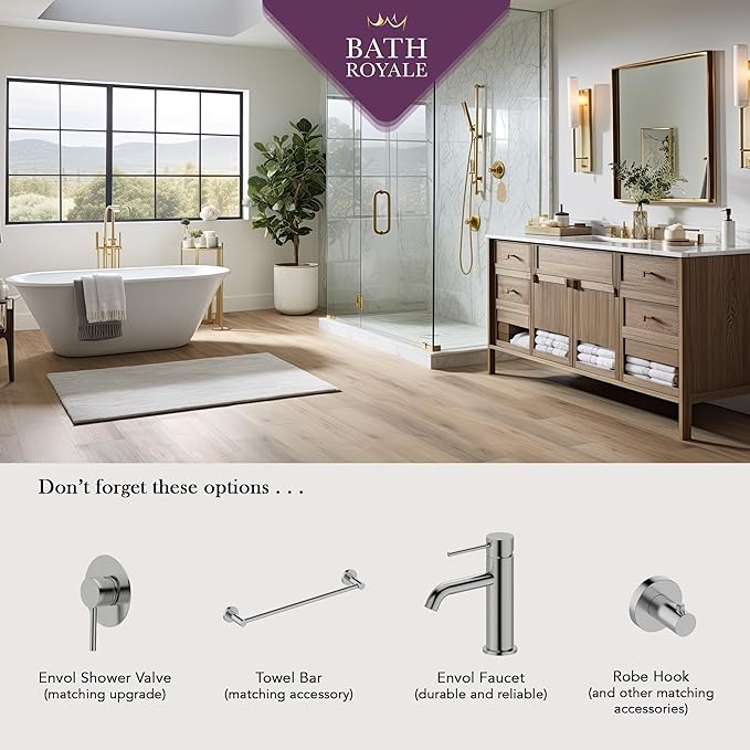 Bath Royale Pasha Pressure Balancing Shower Valve with Diverter - All Metal, Anti-Scald, Brushed Gold