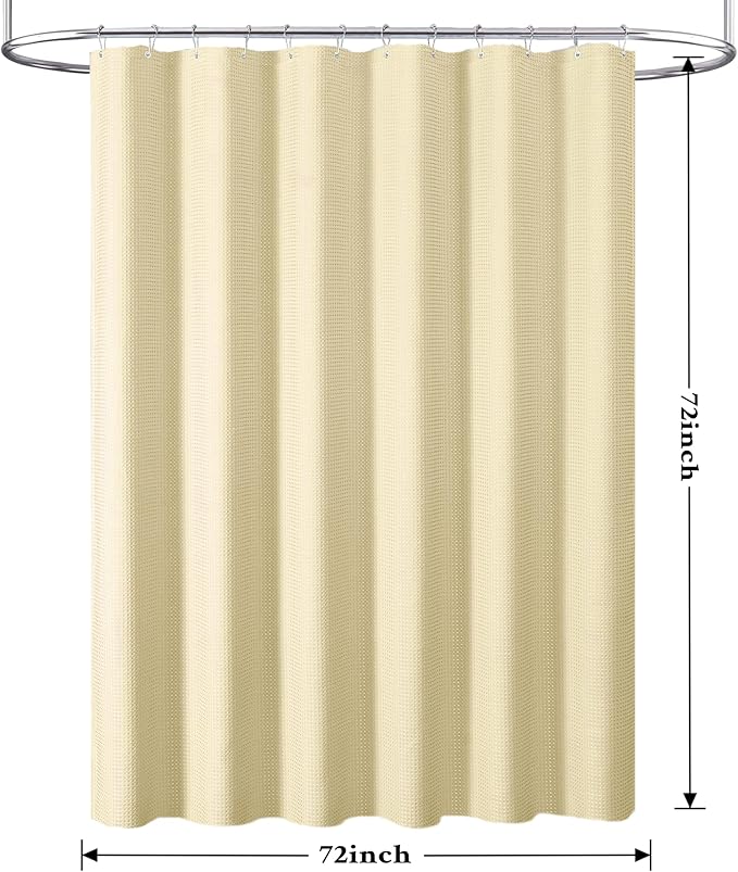 Tititex Solid Beige Cloth Fabric Shower Curtain Liner with 2 Magnets - Texture Soft Hotel Quality Waterproof Shower Liner, Light-Weight & Machine Washable 72x72 inch