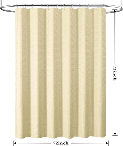 Tititex Solid Beige Cloth Fabric Shower Curtain Liner with 2 Magnets - Texture Soft Hotel Quality Waterproof Shower Liner, Light-Weight & Machine Washable 72x72 inch