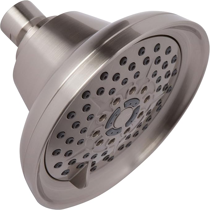 Aqua Elegante Massage Shower Head With Mist - 1.8 GPM - Brushed Nickel | High Pressure Boosting, 6 Function Adjustable Massaging Rainfall Showerhead For Low Flow Baths With Water Saving Nozzles