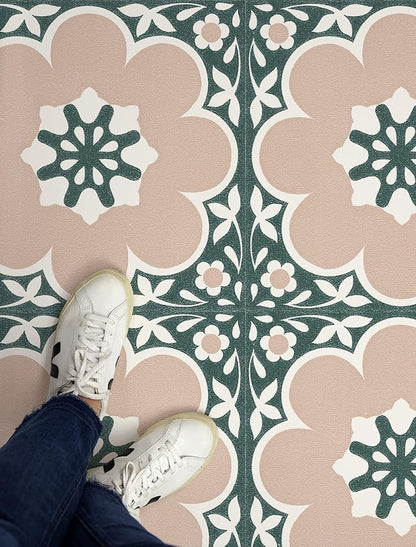 FloorPops 12-in by 12-in Pink Daphne Vinyl Peel & Stick Floor Tiles (10 Tiles), (10 sq.ft./Carton)
