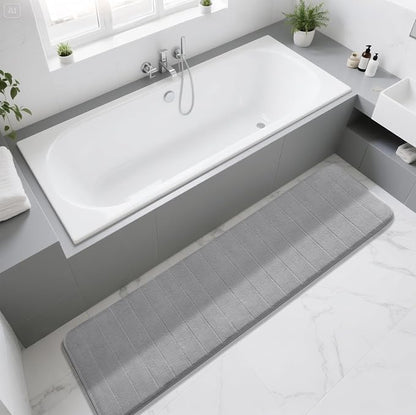 Yimobra Bathroom Runner Rugs 72"x24" Non Slip Washable Memory Foam Bath Mat, Super Soft Water Absorbent Hallway Carpet for Vanity Tub Shower, Gray