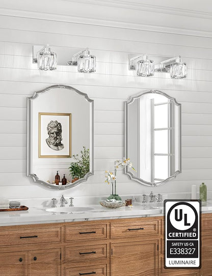 VOLISUN Crystal Vanity Lights - 2 Light Modern Stainless Steel Bathroom Light Over Mirror, Chrome Finish - UL Certificated (Exclude Bulb)