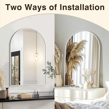 FICTOR 2 Pack 24" x 36" Arched Bathroom Vanity Mirror for Over Sink, Silver | Anti-Rust Metal Framed, HD Tempered Shatter-Proof Glass, Modern Wall Mirror for Entryway, Living Room, Bedroom