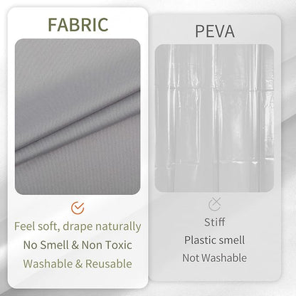 ALYVIA SPRING 54x78 Stall Waterproof Fabric Shower Curtain or Liner Grey | 2 Magnets, Soft Cloth & Hotel Quality, Machine Washable, Light-Weight, Long Stall Size