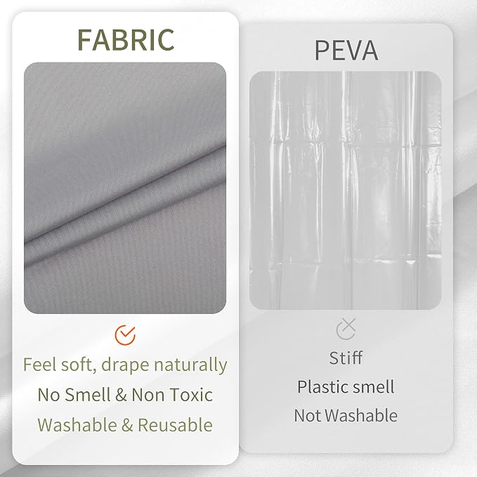 ALYVIA SPRING Stall Waterproof Fabric Shower Curtain or Liner Grey, 36x72 | 2 Magnets, Soft Cloth & Hotel Quality, Machine Washable, Light-Weight, Stall Size