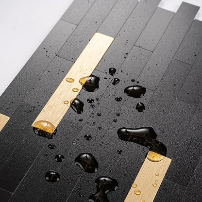 StyloVue 20 Sheets Peel and Stick Tile Backsplash, Black with Metal Gold Look Stick on Tile Upgrade Your Kitchen Backsplash, RV, Fireplace