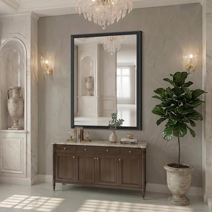 DESBING 36"x48" Black Bathroom Mirrors for Over Sink | 3MM Tempered Glass, Metal Frame, Rectangle Vanity Wall Mirror for Bathroom, Living Room, Bedroom, Horizontally or Vertically