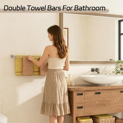Alise Double Towel Bar, 32" Towel Rack for Bathroom Wall, Brushed Nickel | SUS304 Stainless Steel Bathroom Towel Holder, Quick Drying Towel Hanger Towel Rod, Useable Length 30.8"