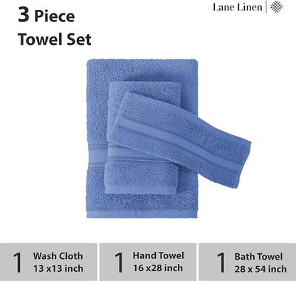 LANE LINEN Towel Set Soft Absorbent Quick Dry 100% Cotton 3 Piece - Allure | Cotton Bath Towels - Lightweight & Breathable, Fade-Resistant Color, Classic Terry Weave, Densely Woven, Coordinated Colors