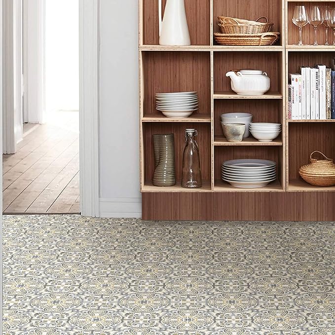 FloorPops FP2947 Antico Peel & Stick Floor Tiles, Multicolor (Pack of 6)