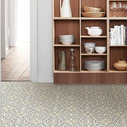 FloorPops FP2947 Antico Peel & Stick Floor Tiles, Multicolor (Pack of 6)