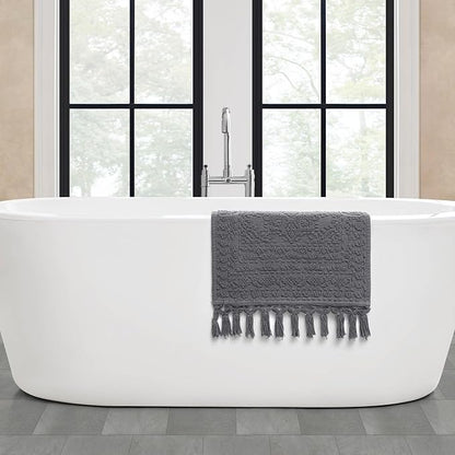 French Connection Nellore Bathroom Rugs, Woven and Beaded Bathroom Mats, Durable Bath Rugs, Thick Bath Mats for Bathroom and Shower Rugs, 17" x 28", Dark Gray Charcoal