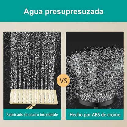 Square Rain Shower Head, High Flow Stainless Steel,Work with any decorative style，All Metal Rainfall Shower Head (Brushed Gold, 8)