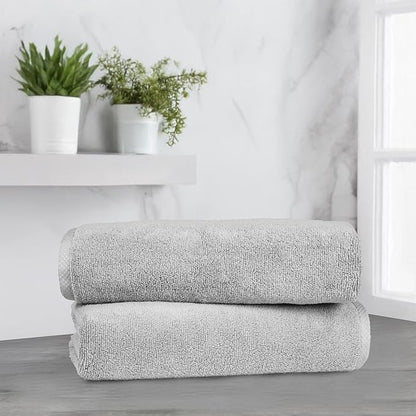 Amazon Basics 2 Piece Quick-Dry Oversize Bath Towel, 100% Cotton, 54" x 30", Platinum