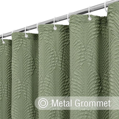 36x72 Small Stall Shower Curtain, Sage Green Embossed Half Bath Curtain