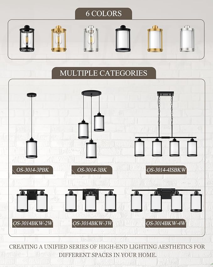 4-Light Black Bathroom Light Fixtures with Milk White Frosted Glass, 29" UL-Listed Modern Wall Sconce Over Mirror with Metal Cage for Bath, Hardwire E26, OS-3014BKW-4W