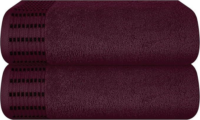 Cotton 2 Pack Oversized Bath Towel Set 28x55 inches, Large Bath Towels, Ultra Absorbant Compact Quickdry & Lightweight Towel, Ideal for Gym Travel Camp Pool - Burgundy