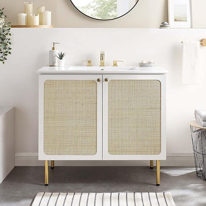 Modway EEI-6697-WHI-WHI Chaucer 36" Bathroom Vanity, White White