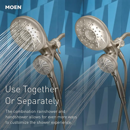 Moen Engage Multi-Function Handshower and Rainfall Shower Head Trim Combo with Handle, Tub Spout, Metal Hose and Valve, Brushed Nickel, 82304SRN
