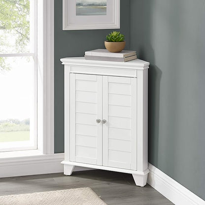 Crosley Furniture Lydia Corner Storage Cabinet and Bathroom Organizer with Shelves, White