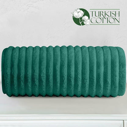 Elegant Comfort 100% Turkish Cotton Corduroy Ribbed Luxury Jumbo Bath Towel Ultra Soft - 35 x 70 Inch - Luxury Spa Premium Hotel Quality Highly Absorbent and Quick Dry Large Bath Towel, Turquoise