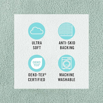 MARTHA STEWART Drylon Microfiber Bath Rug - 1 Piece, Ultra Soft Plush, Non-Slip, Thick, Washable Bathroom Rugs, Home Decor Accessories, Household Essentials, Large Bath Mat, 21" x 34", Aqua
