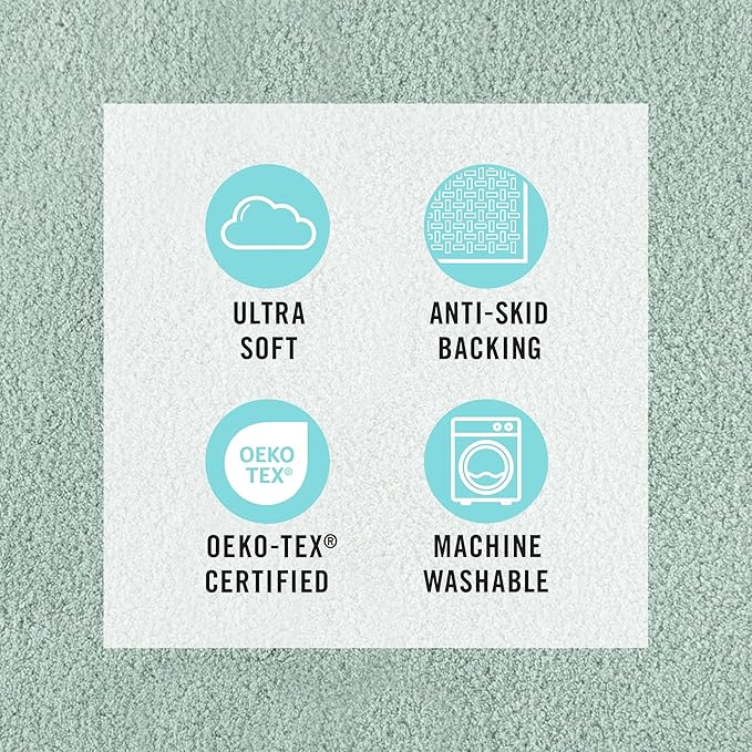 MARTHA STEWART Drylon Microfiber Bath Rug - 1 Piece, Ultra Soft Plush, Non-Slip, Thick, Washable Bathroom Rugs, Home Decor Accessories, Household Essentials, Small Bath Mat, 17" x 24", Aqua