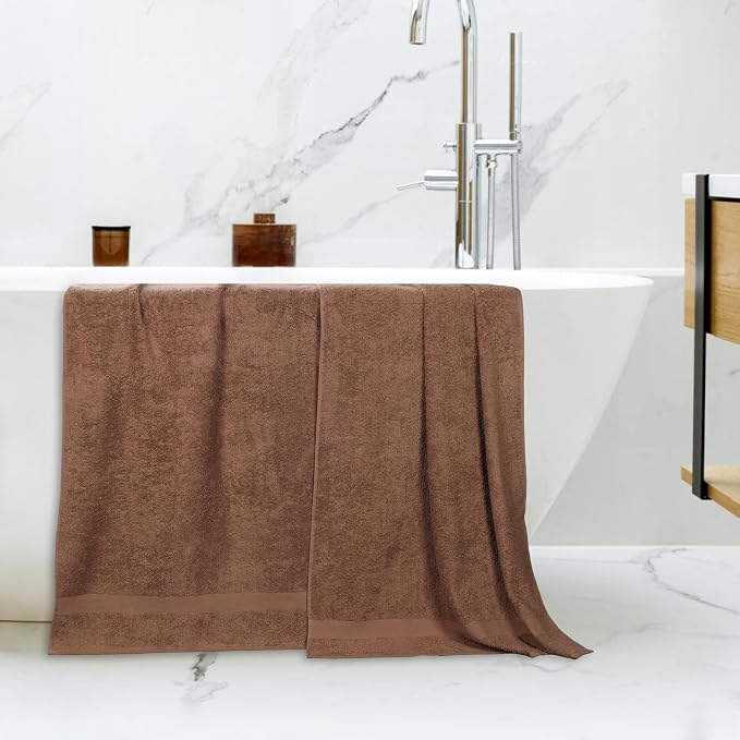 SUPERIOR 2-Piece Cotton Bath Sheet Set, Large Towels for Body, Quick Dry, Bathroom Essentials, Guest/Master Bath, Shower, Home Accessories, Apartment, Airbnb, Franklin Collection, Latte