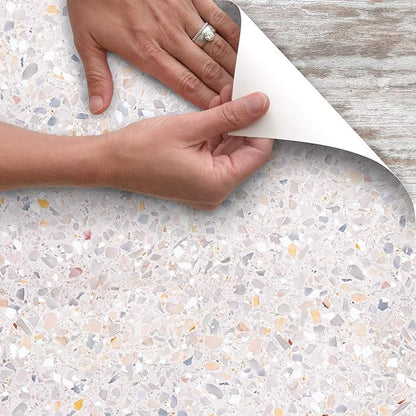 Con-Tact Brand Creative Covering, Self-Adhesive Shelf Liner, Multi-Purpose Vinyl Drawer Liner, Easy to Use and Apply, 18'' x 9', Terrazzo Blush