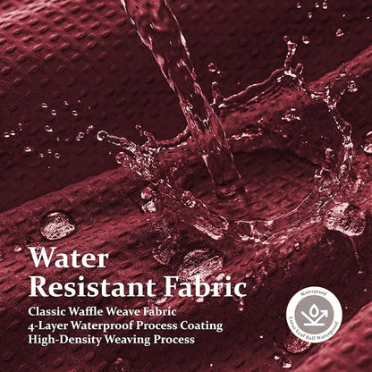 Extra Long Waffle Shower Curtain 256 GSM Fabric 72"x84" Burgundy | 84 Inch Long, Thick Cloth, Weighted Hem, Water Repellent, Tall Hotel Luxury Polyester Shower Curtains for Bathroom 12 Hooks