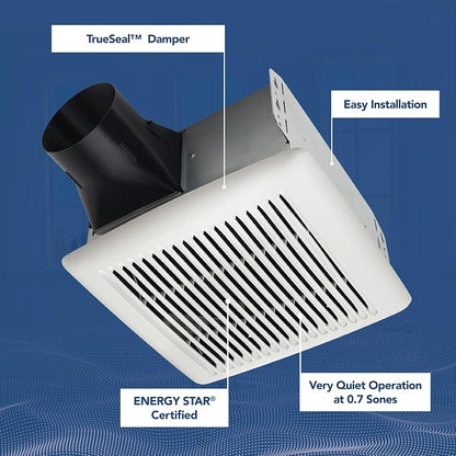 Broan-NuTone AE80B Bathroom Exhaust Fan with Roomside Installation, ENERGY STAR Certified, 80 CFM, 1.5 Sones, White