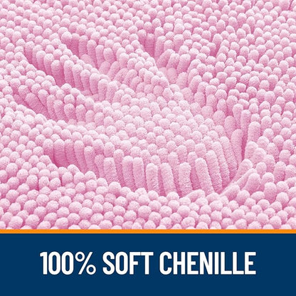 OLANLY Bathroom Runner Rugs 59x20, Extra Soft Absorbent Chenille Bath Rugs | Pink, Quick-Drying Rubber Backing, Machine Washable Long Bath Mat for Bathroom Floor, Tub and Shower, Home Decor Accessories